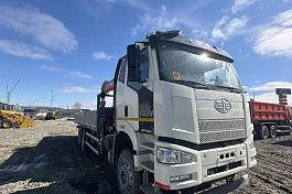 КМУ FAW  (6x4) + ИНМАН ИТ-150 верх.упр. + борт сталь 8,0м.б/у (2024г.в.15 450 км ,500 м/ч)(0047)